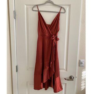 NWT Altar'd State Burnt Orange Satin Midi Dress